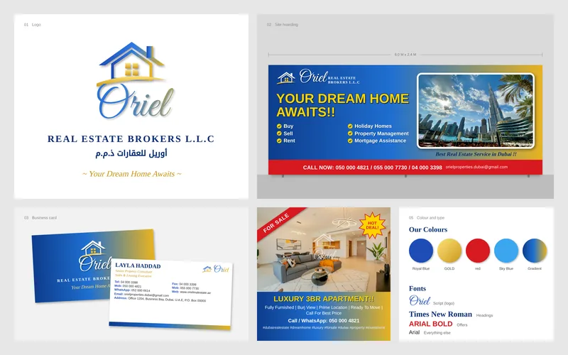 The Oriel Property brand board, before
