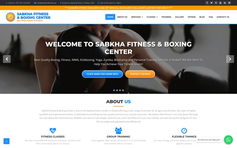 The Sabkha Boxing Club homepage, before
